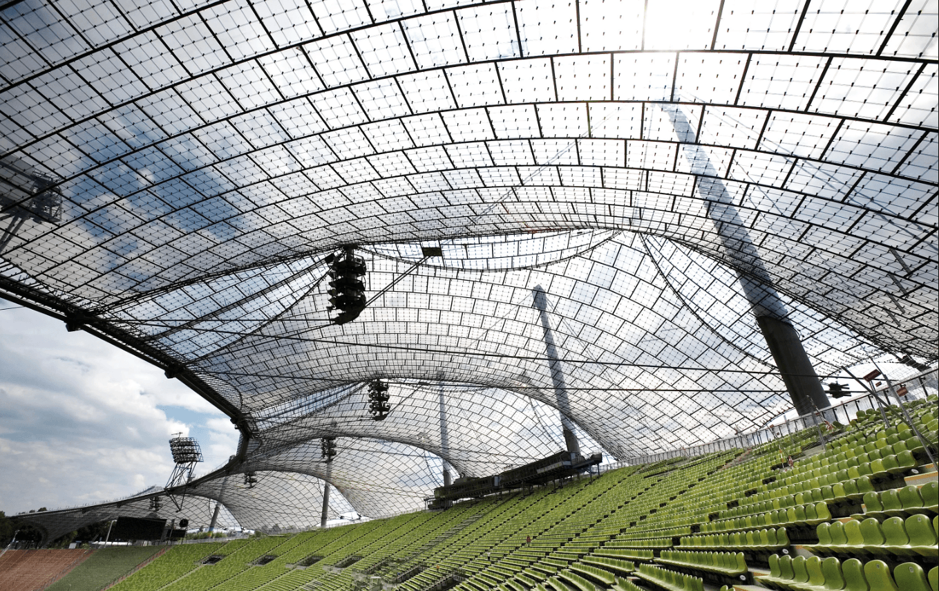 Imagen de la tensoestructura del Estadio Olímpico de Múnich.